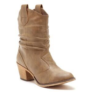 Charles Albert Women's Modern Western Cowboy Distressed Boots Mocha Size 8